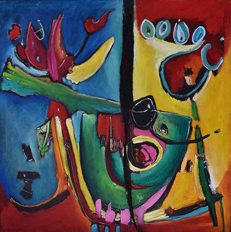 Hoguera mística (Técnica mixta, 100x100cm, 2019)