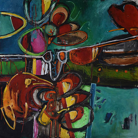 Nos abarca y continúa (Técnica mixta, 150x150cm, 2017)