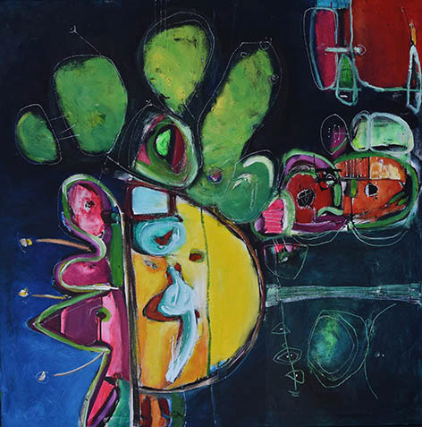 Como taza dada vuelta (Técnica mixta, 100x100cm, 2018)