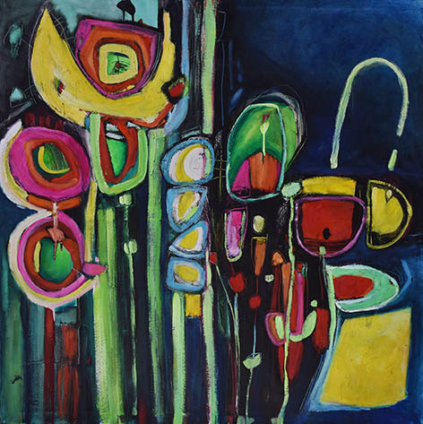 Al hombro de la luna (Técnica mixta, 100x100cm, 2019)