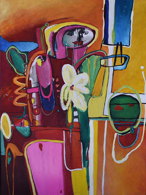 Feminidad supervisada (Técnica óleo y acrílico, 90x120cm, 2018)