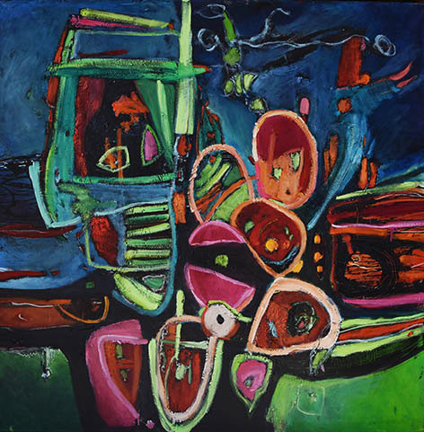 A través de la rendija (Técnica mixta, 100x100cm, 2018)