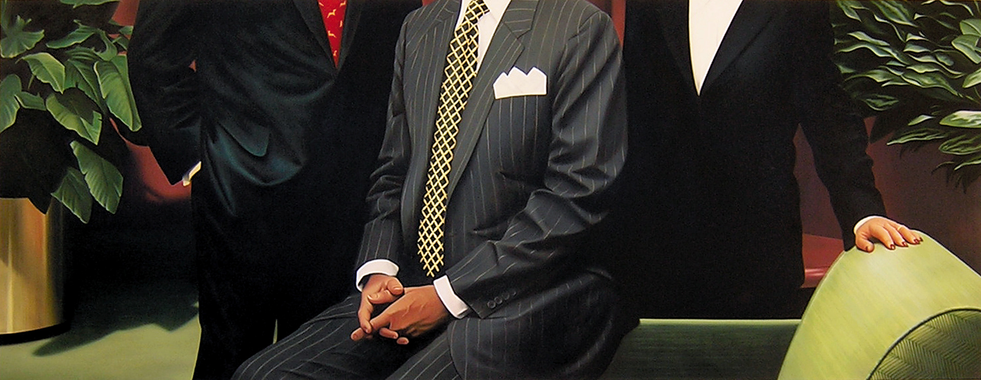 The Shareholders, 46 x 120 in, oil on canvas, 2003