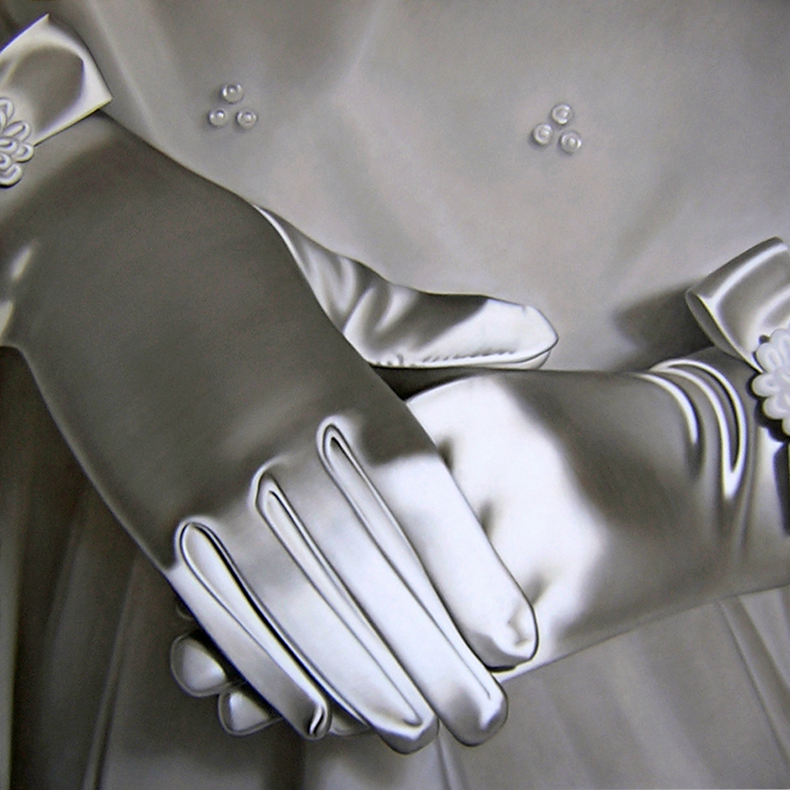 Girl's Satin Gloves 2, 60 x 60 in, oil on canvas, 2006