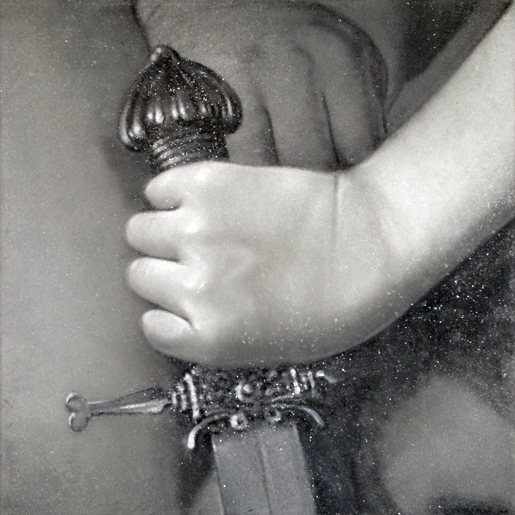 Judith, 32 x 32 in, oil, flock, and mica on canvas, 2010