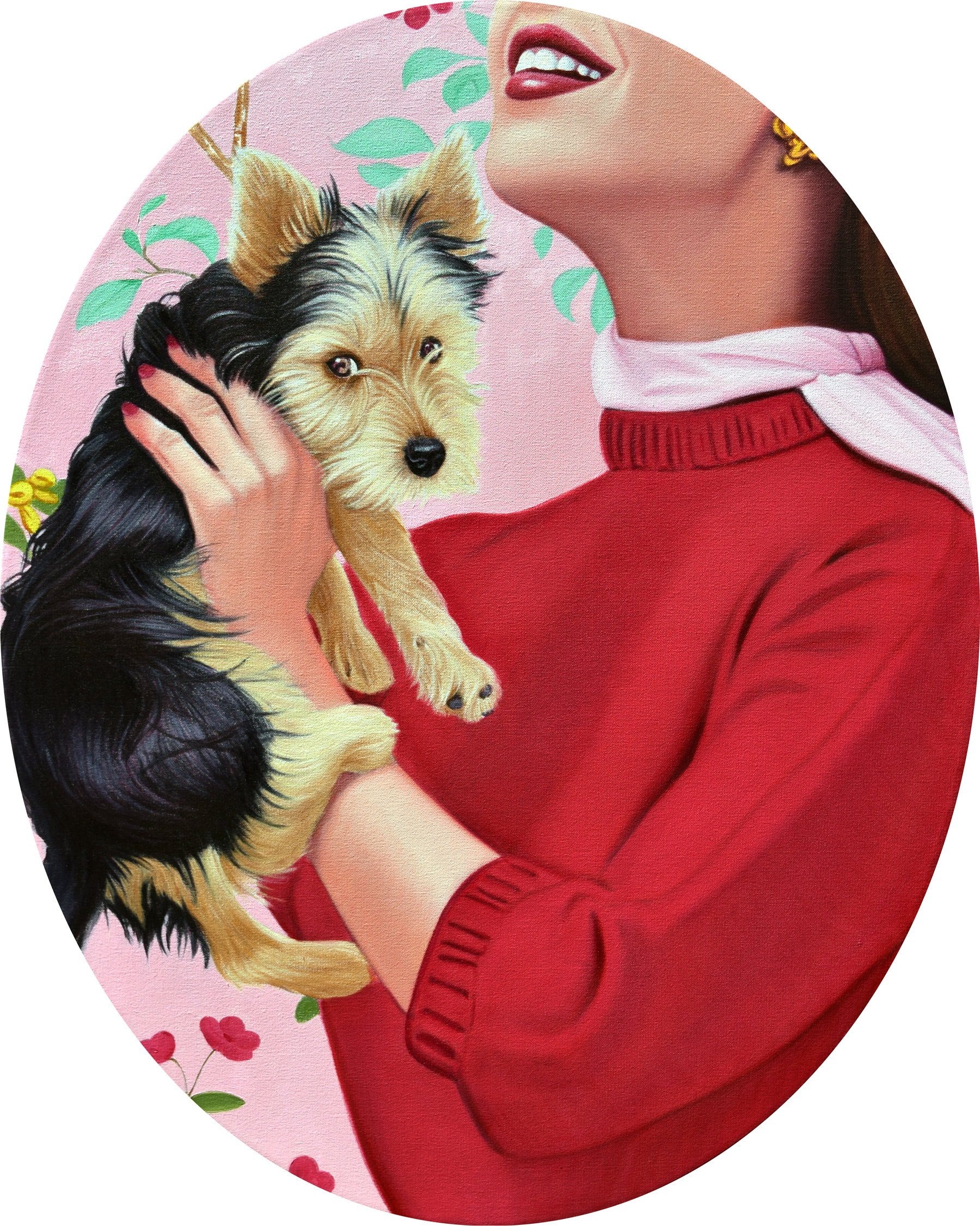 Daisy, 30 x 24 in oval, oil on canvas, 2019