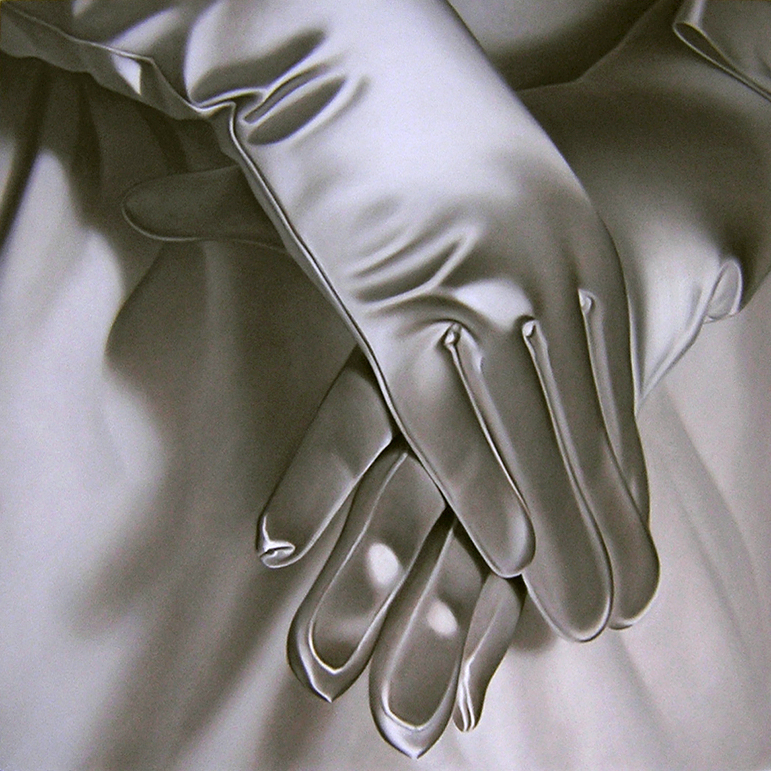 Girl's Satin Gloves 1, 60 x 60 in, oil on canvas, 2006