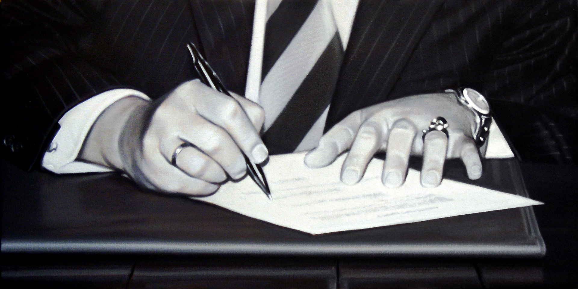 Acquisitions, 18 x 36 in, oil on canvas, 2008