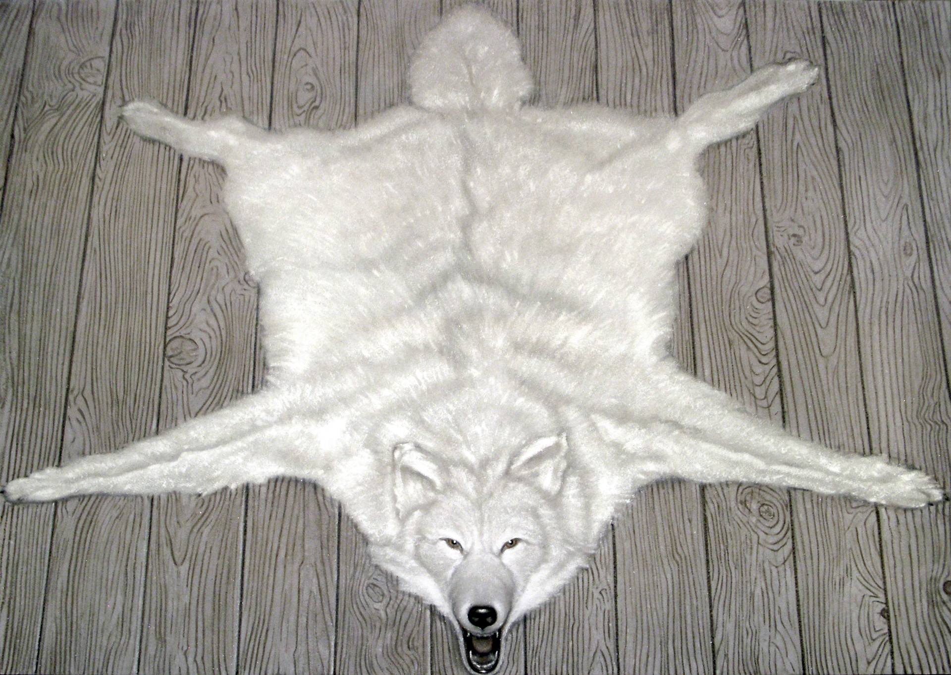 Wolf, 64 x 90 in, oil, flock, and mica on canvas, 2010