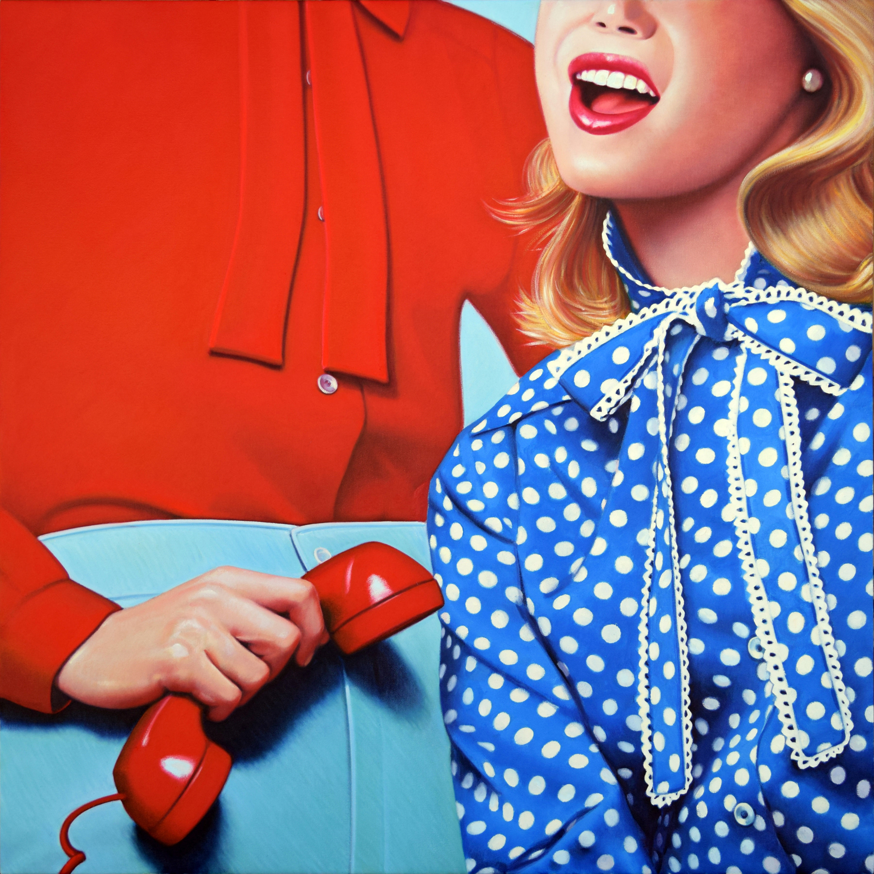 On Hold, 40 x 40, oil on canvas, 2020