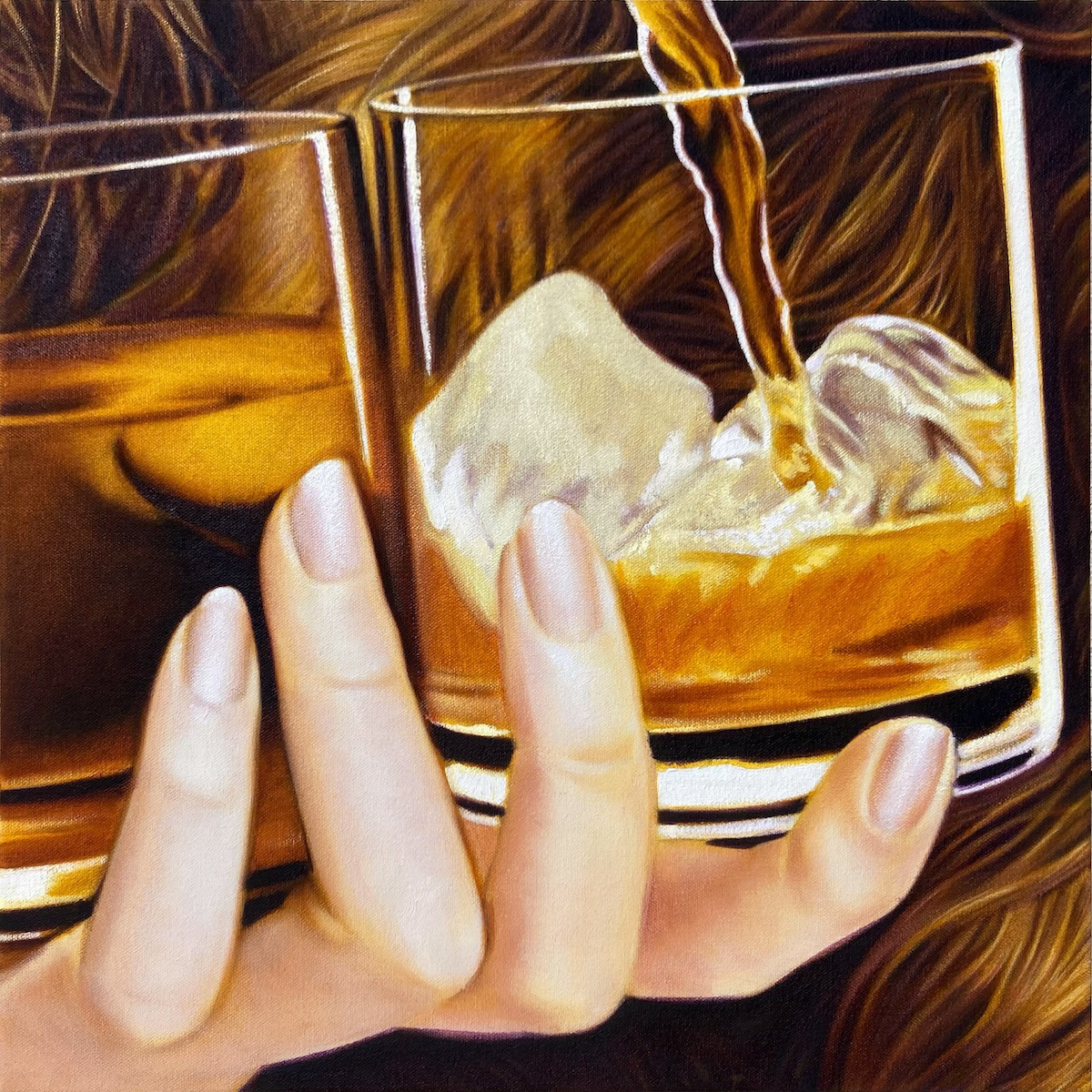 Say When, 16 x 16 in, oil on canvas mounted on panel, 2023