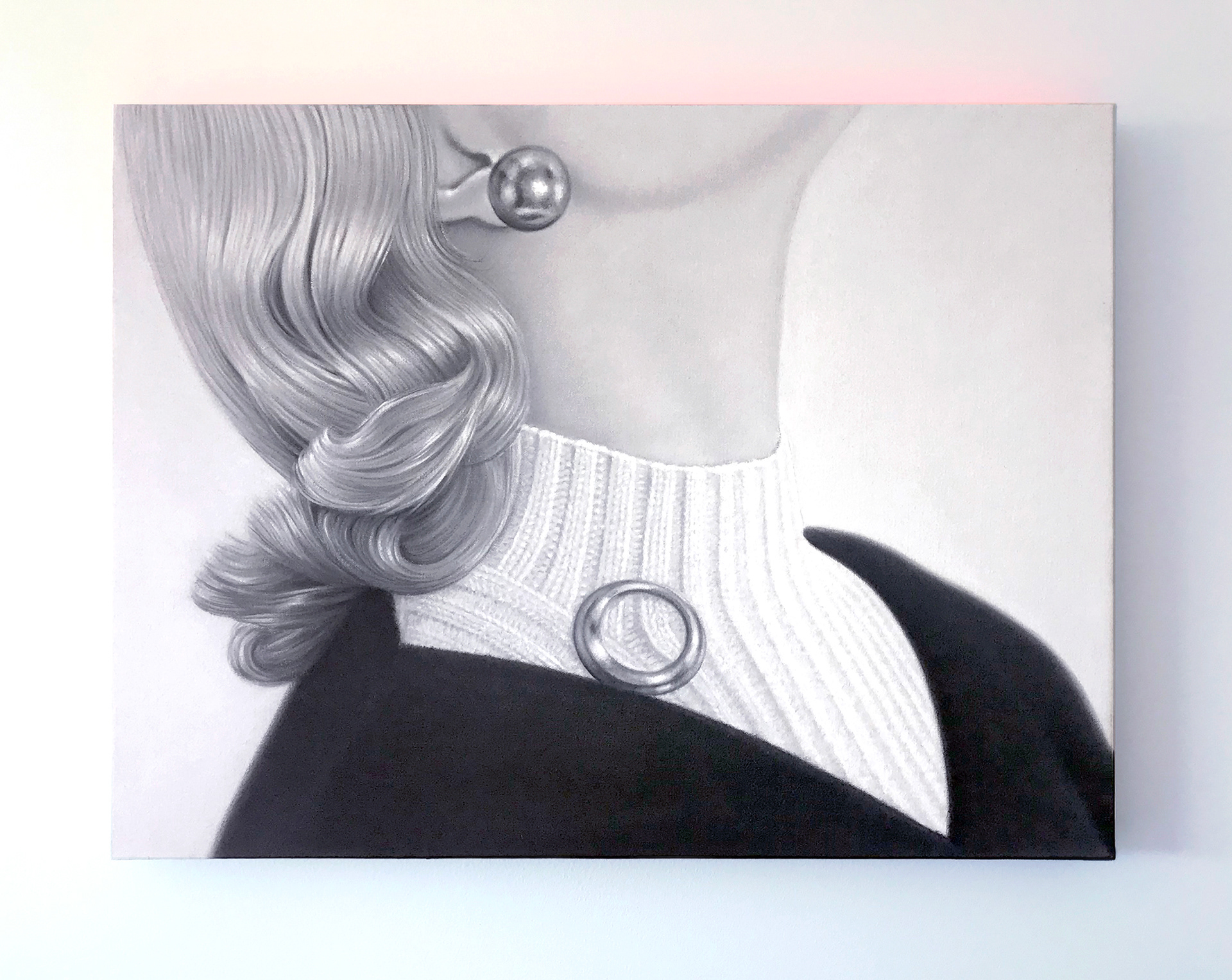 Charming Dickie, 18 x 24 in, oil on canvas w/ fluorescent acrylic mounted on panel, 2020