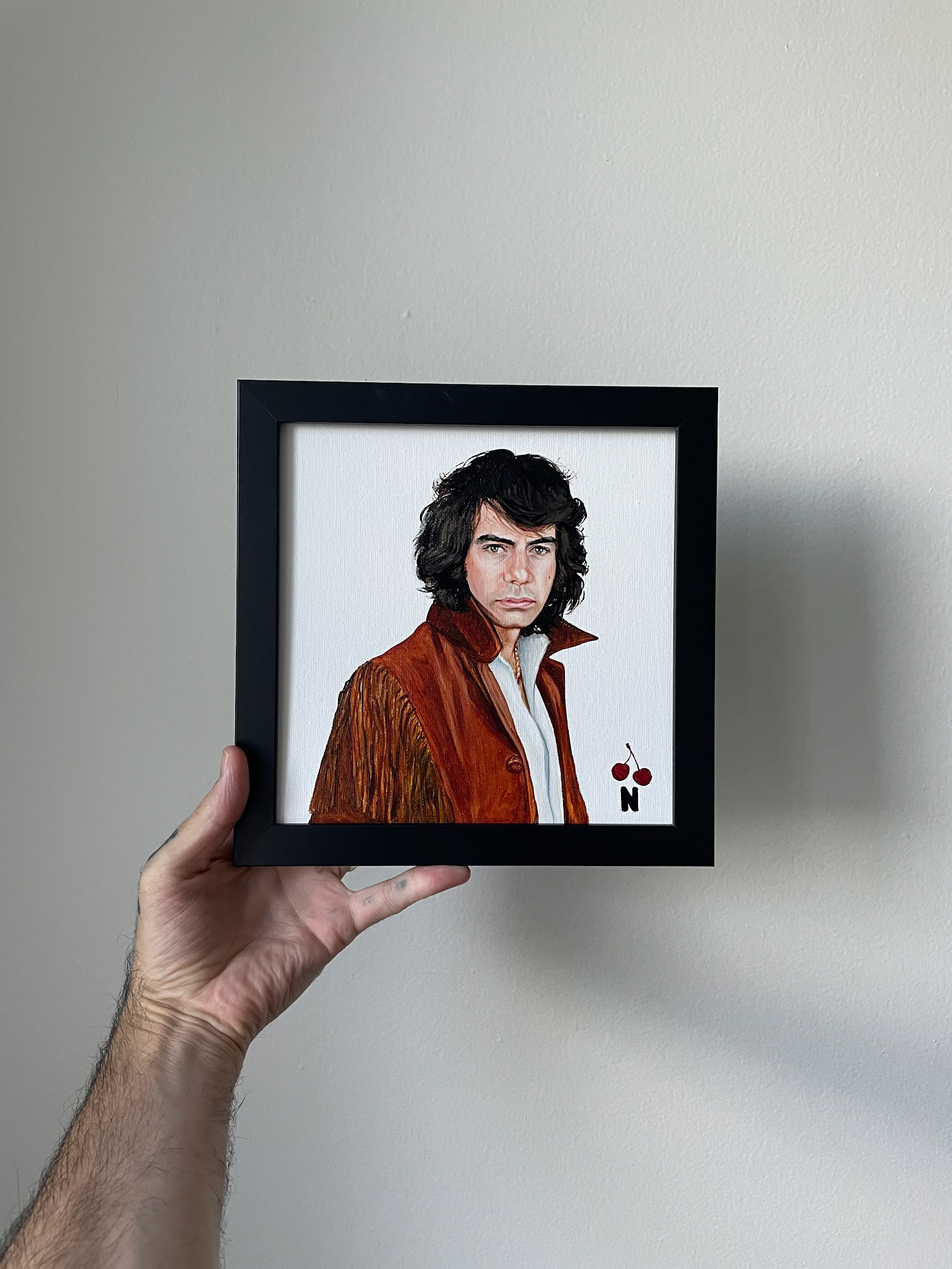 Neil Diamond, oil on canvas, 8"x8"