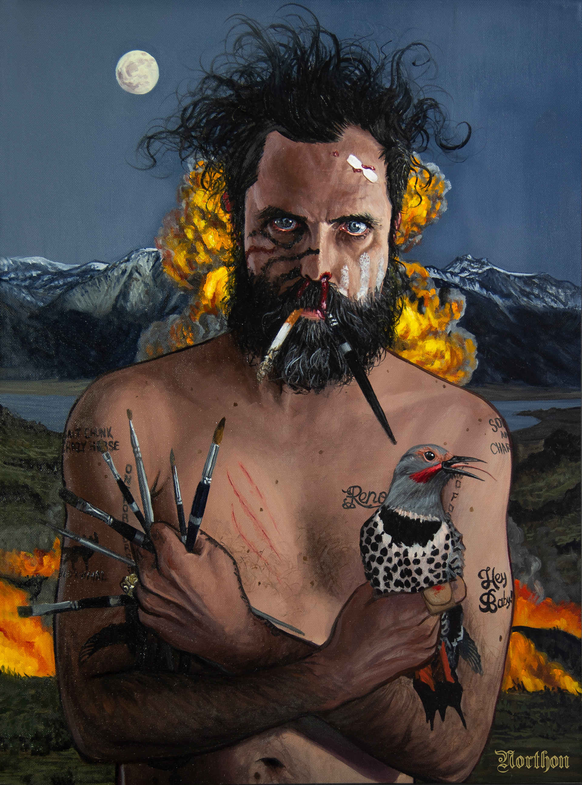 Self Portrait with Flicker for Modern Eden Gallery's show "Selfish", Oil Paint