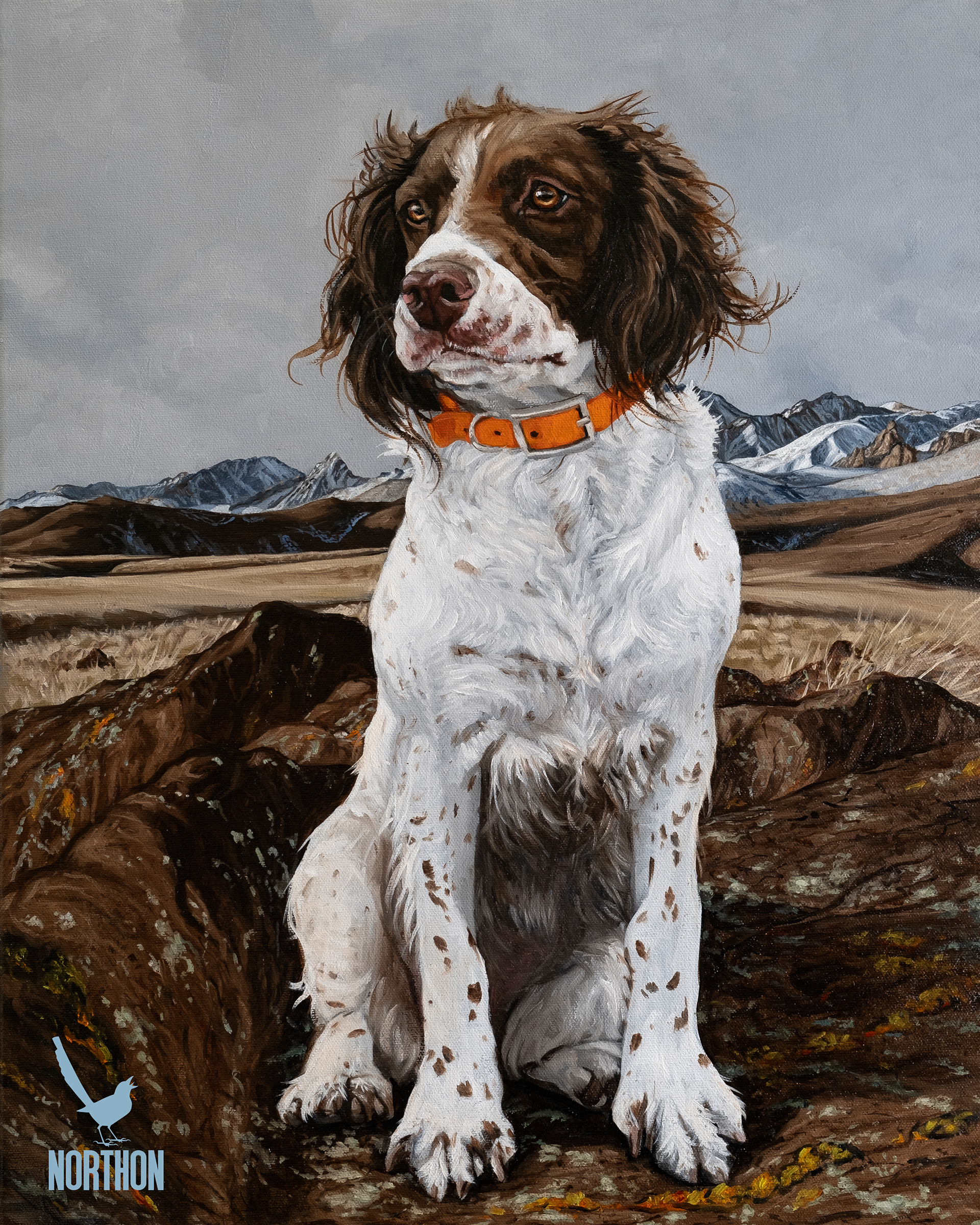 painting Rae, Brittany Spaniel, Oil on Canvas, by Artist Jaxon Northon