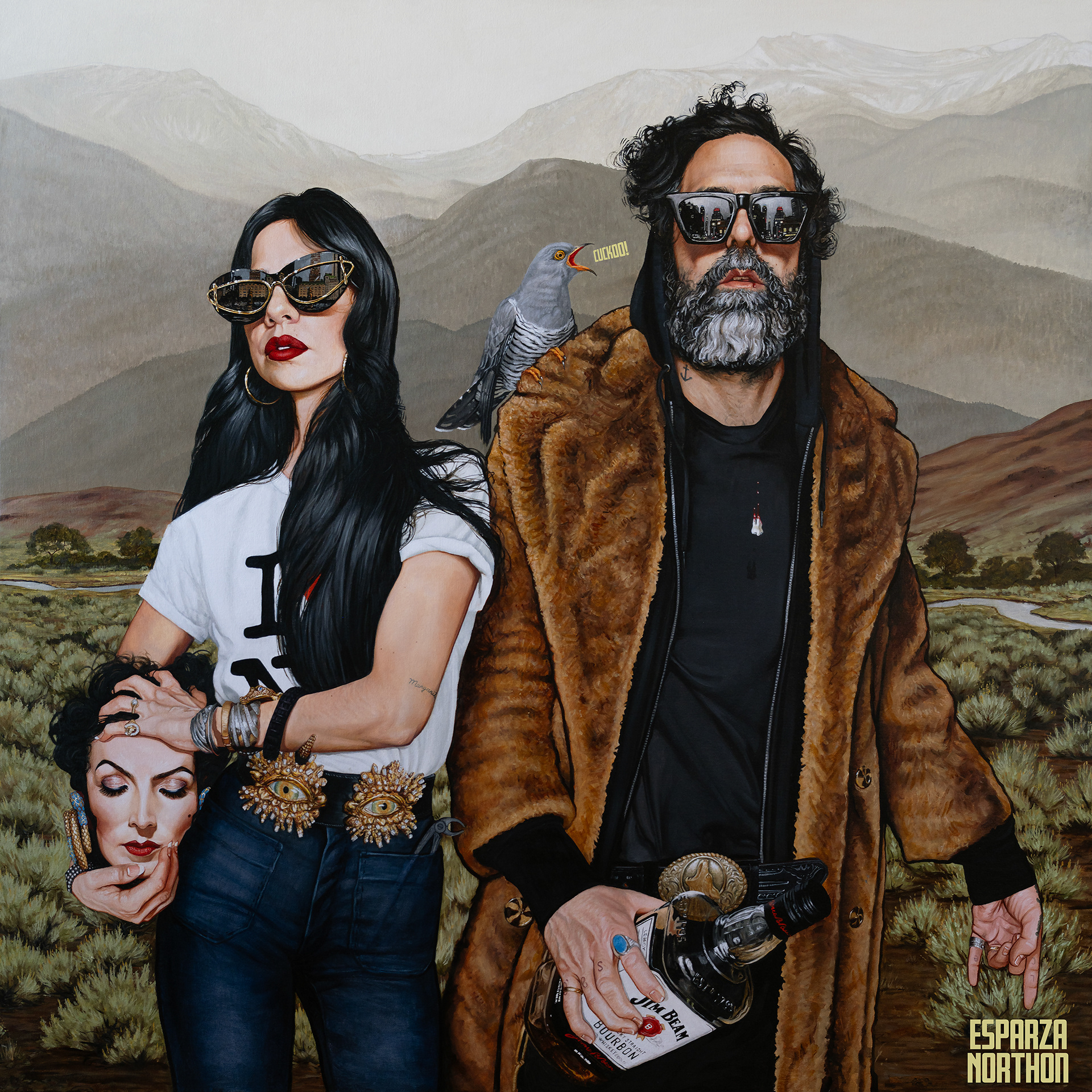 "Vincent Van Gone and The Mona Loser", Oil on Canvas, 48"x48" inches