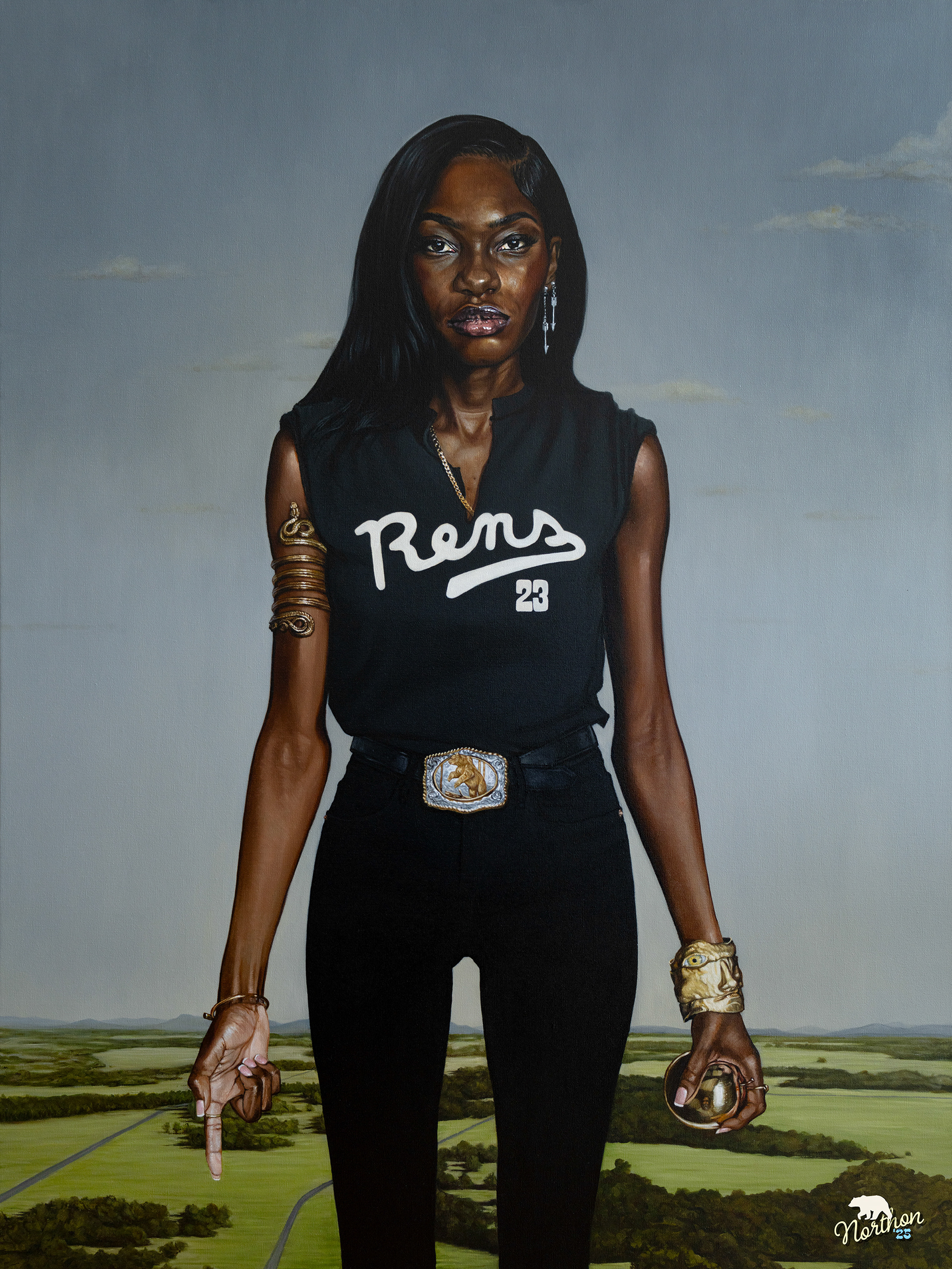 "Big Apple Atalanta", portrait of Joyel McDaniels, Oil on Canvas, 48"x36" inches