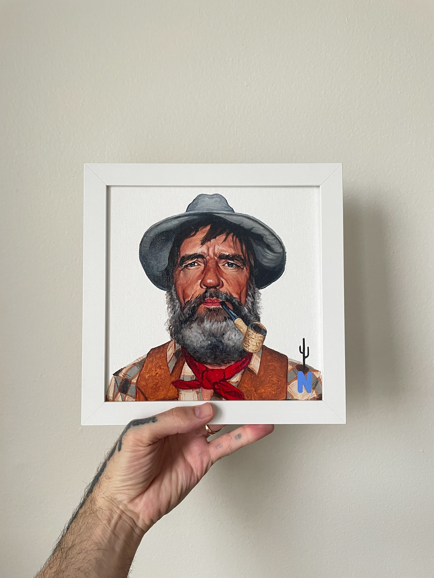 Edward Abbey, oil on canvas, 8"x8"
