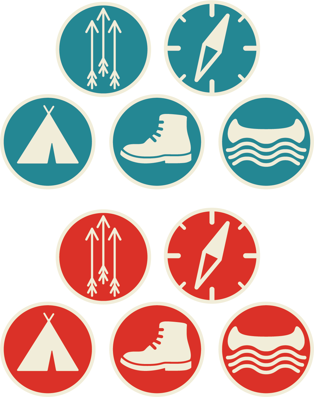 Award badges representing different activities.