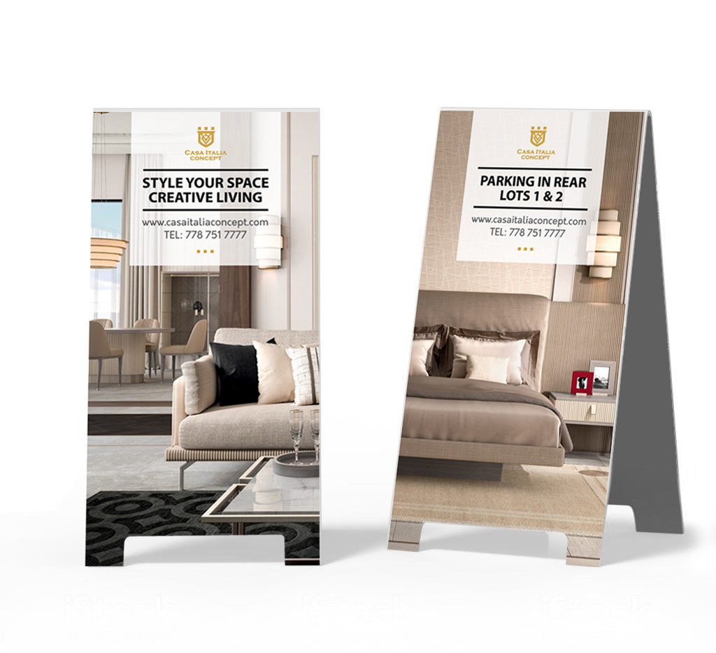Crezon A-frame sandwich boards for design mock up and presentation
