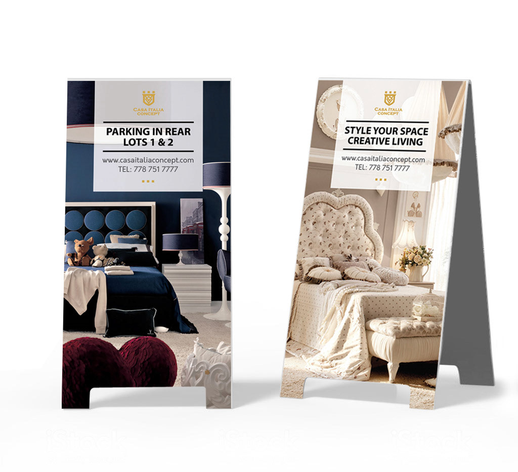 Crezon A-frame sandwich boards for design mock up and presentation