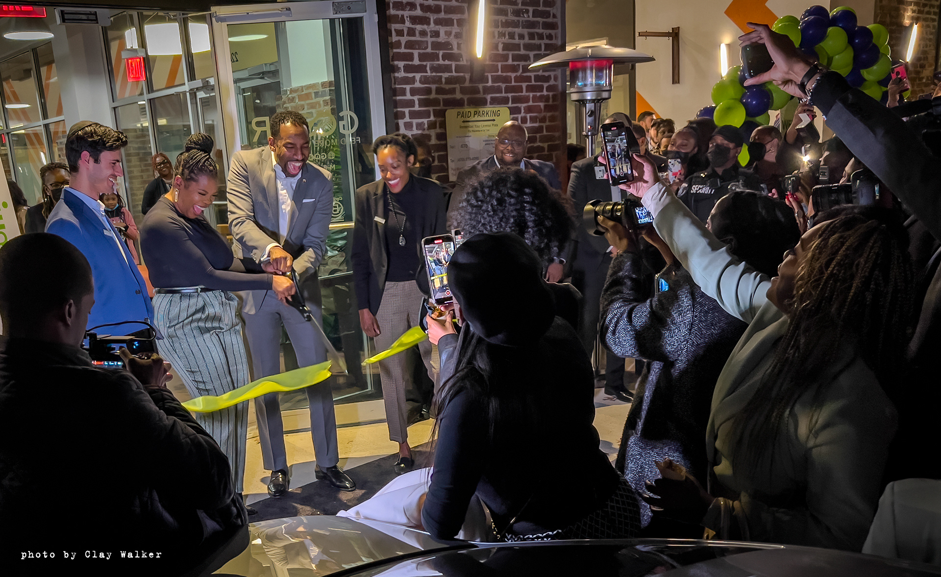 GoodrCo. founder Jasmine Crowe and Atlanta Mayor Andre Dickens ribbon cutting at the 5th Anniversary party • Feb 10, 2022