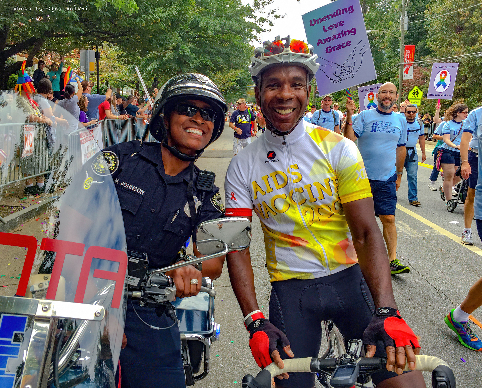 AIDS VACCINE 200 rider AJ Long in the Pride Parade • Atlanta