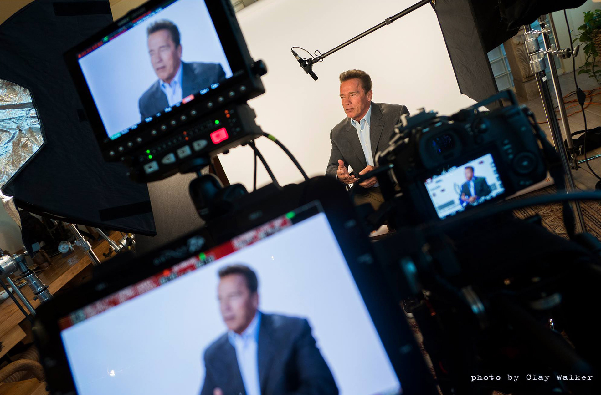 Interviewing Arnold Schwarzenegger in his office in Santa Monica.