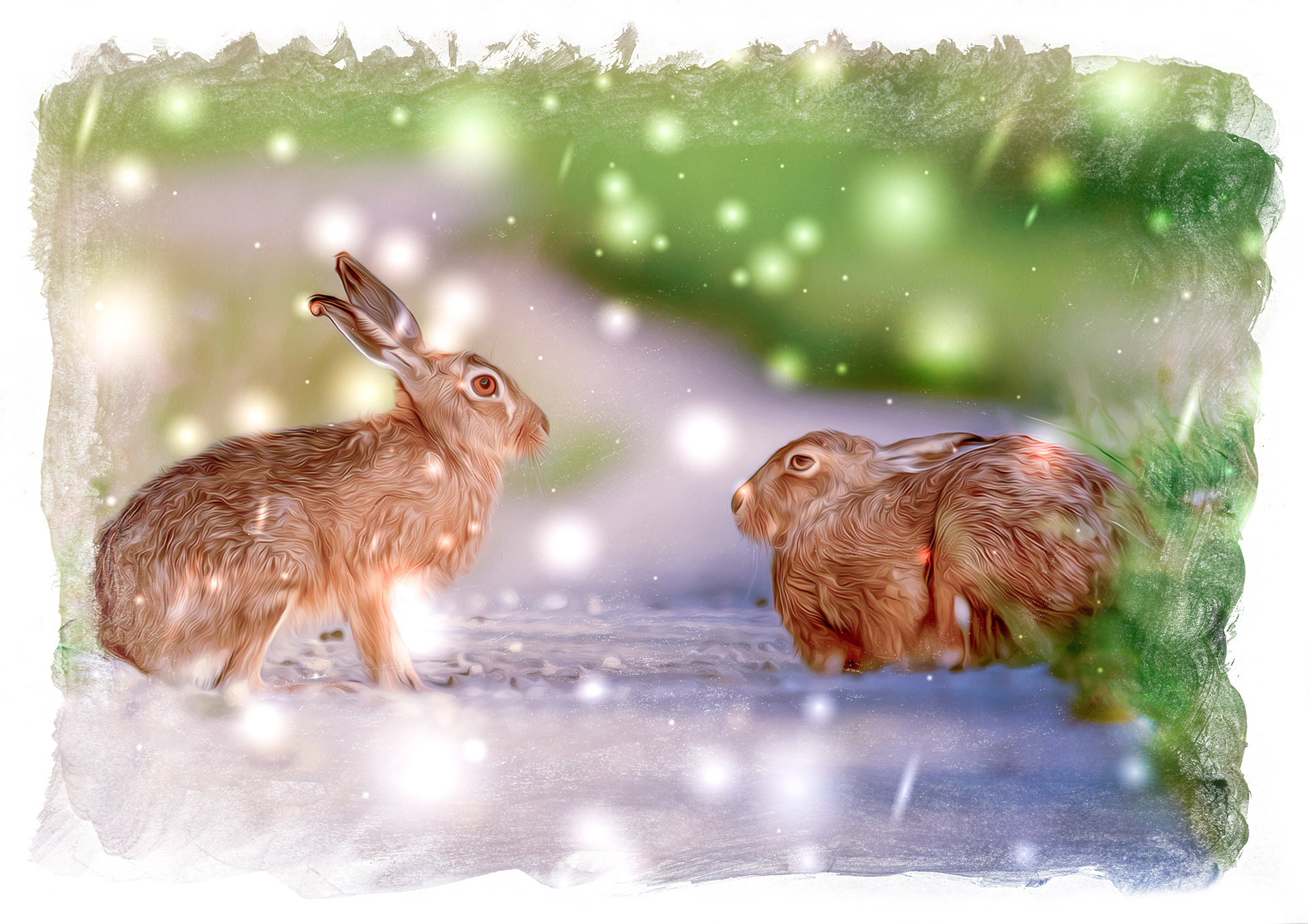 2 Snowy hares
