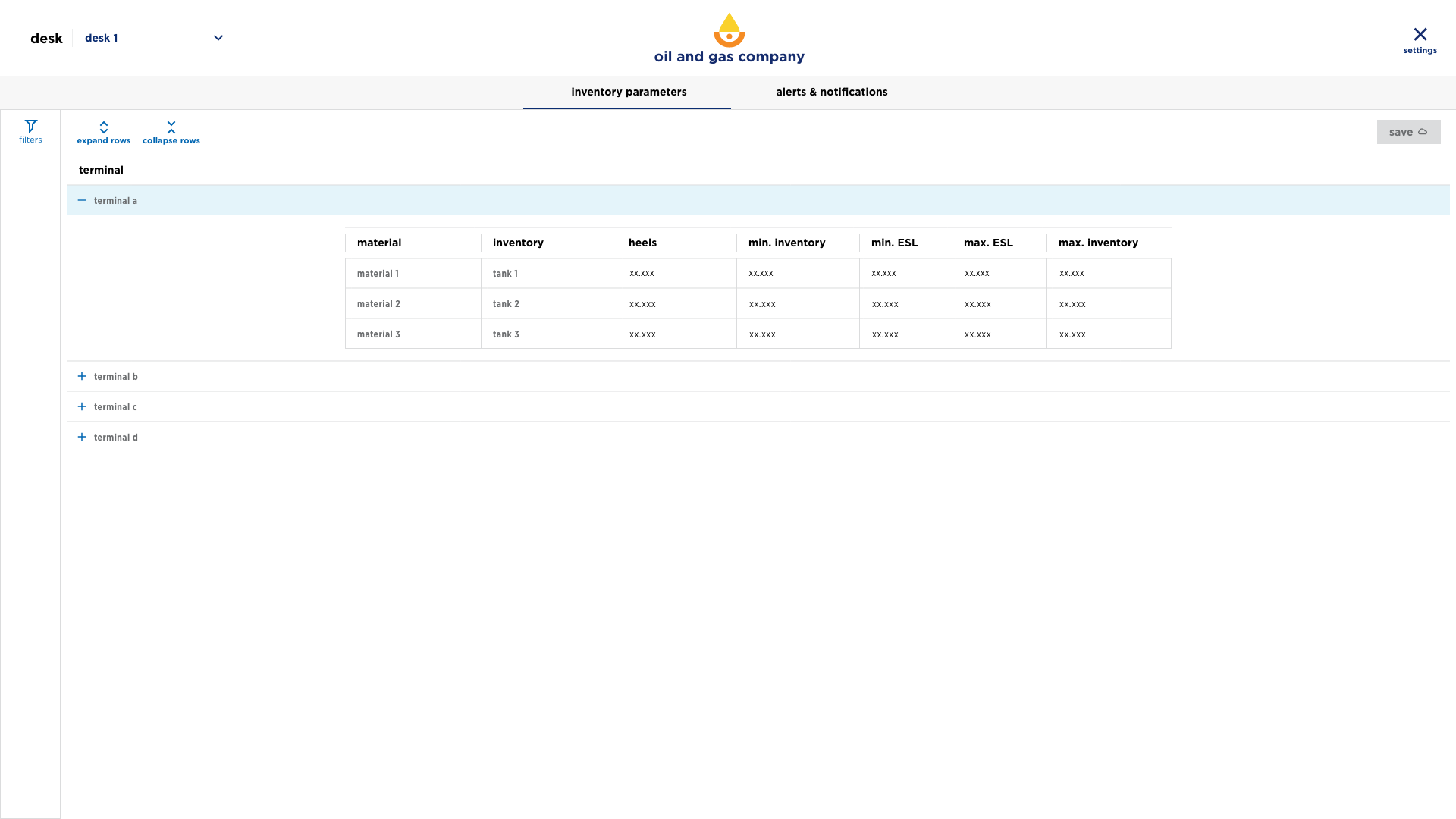 Inventory Parameters - Hi Fi Prototype