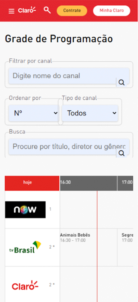 Claro TV schedule component