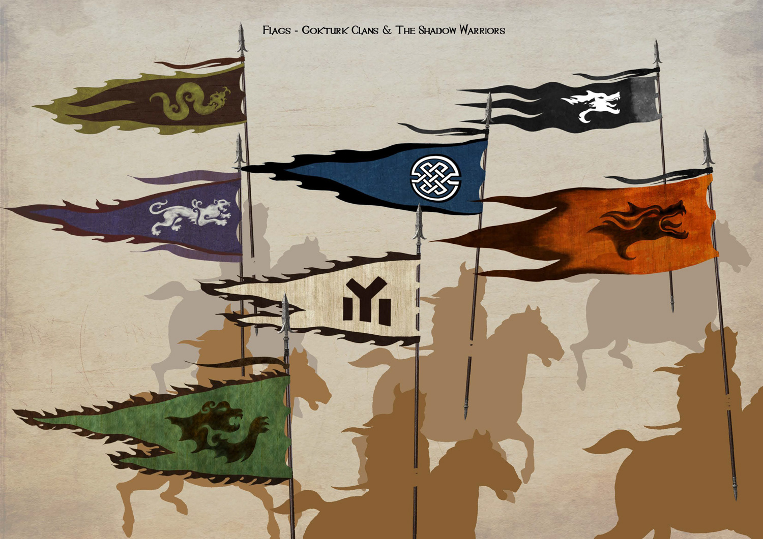 Gokturk Tribal Flags