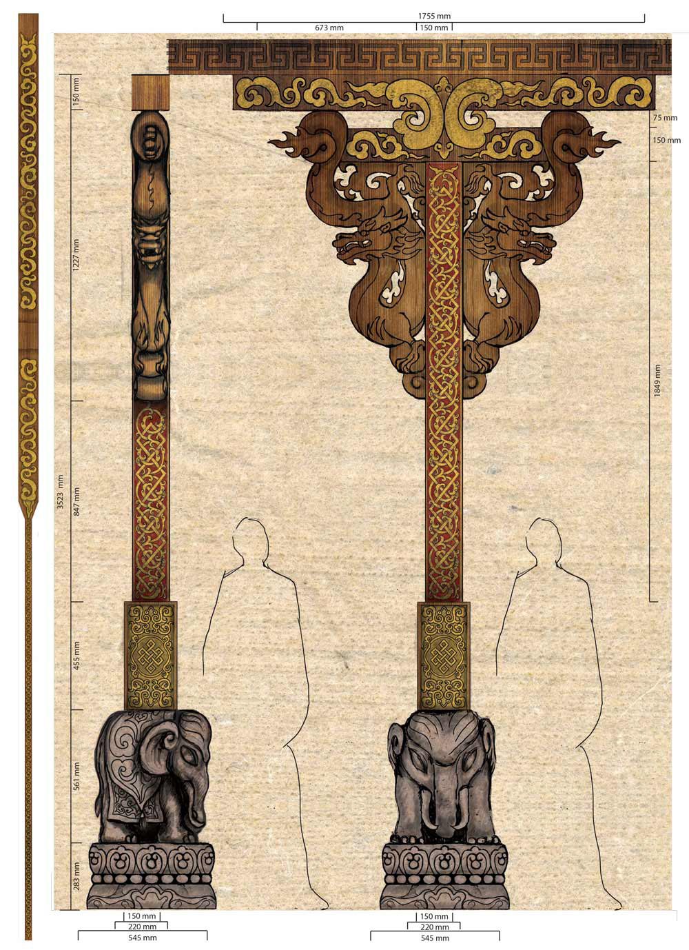 Yurt Brace, Post, Base Detail