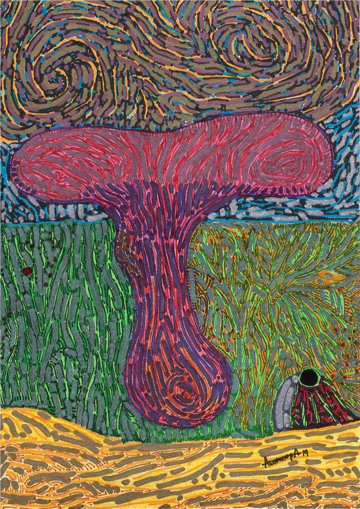 Mirrorland / 2019 / mixed media art on paper