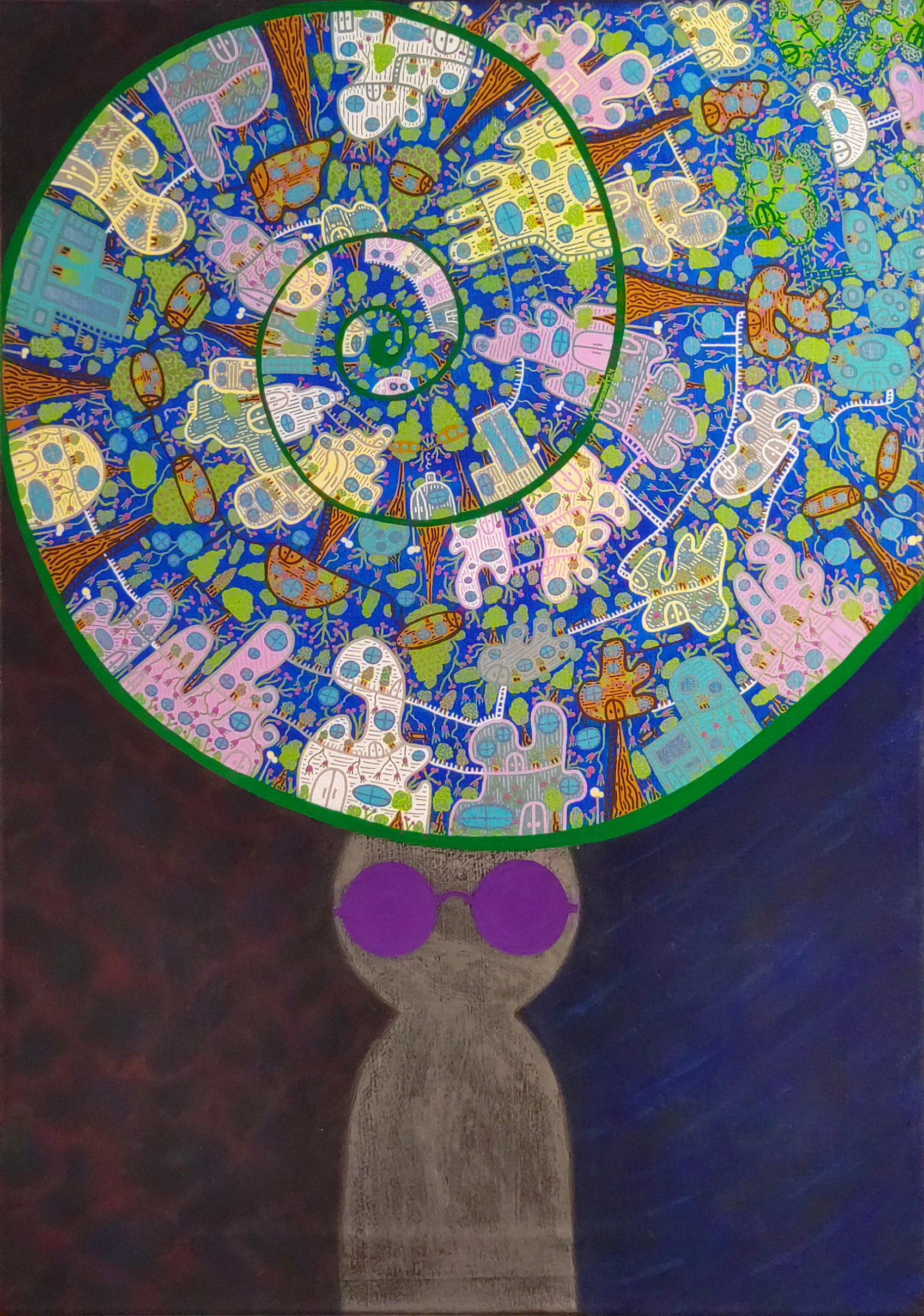 The Adventure in the Universe of the Spiral Type / 2024 / acrylics on canvas