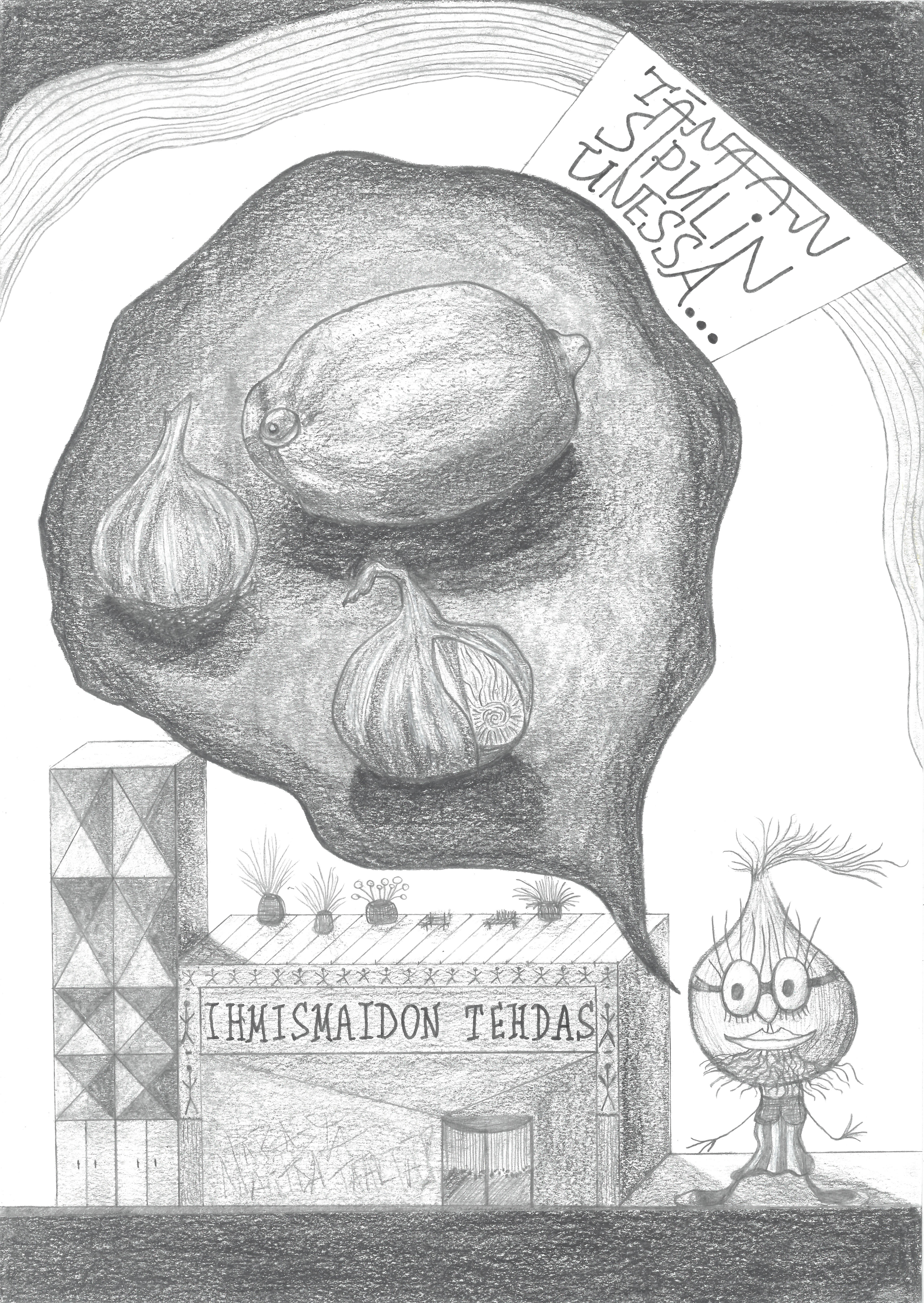 I was born in a Ziguri way by the Sipuli-Sensei / 2023 / pencil & gel pen on paper