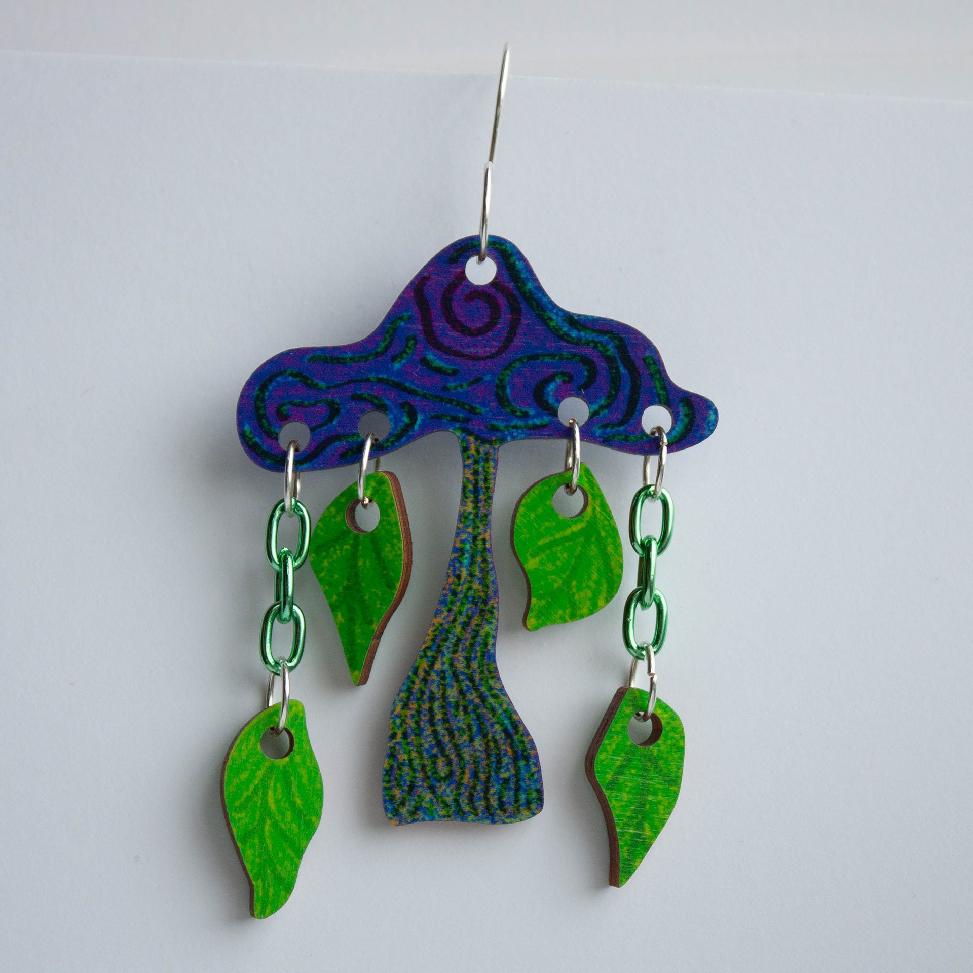 Fungamental -earrings (silver-plated copper), 90 x 47 x 3 mm, 24e / pair