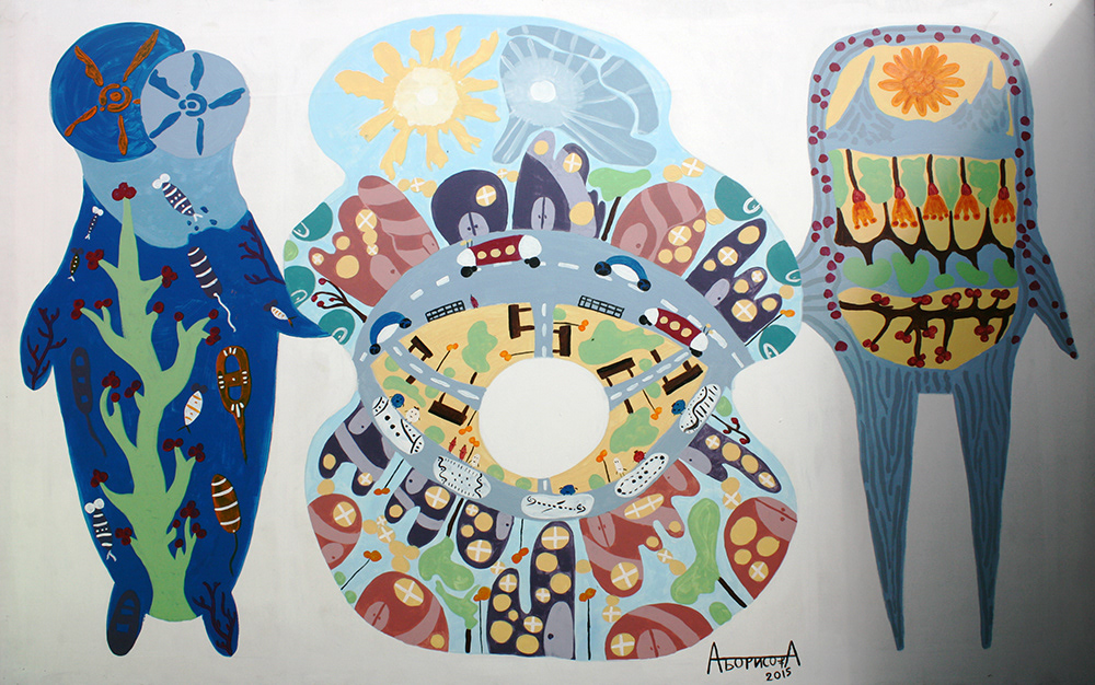 The World of Microbes / 2015 / acrylics on plywood