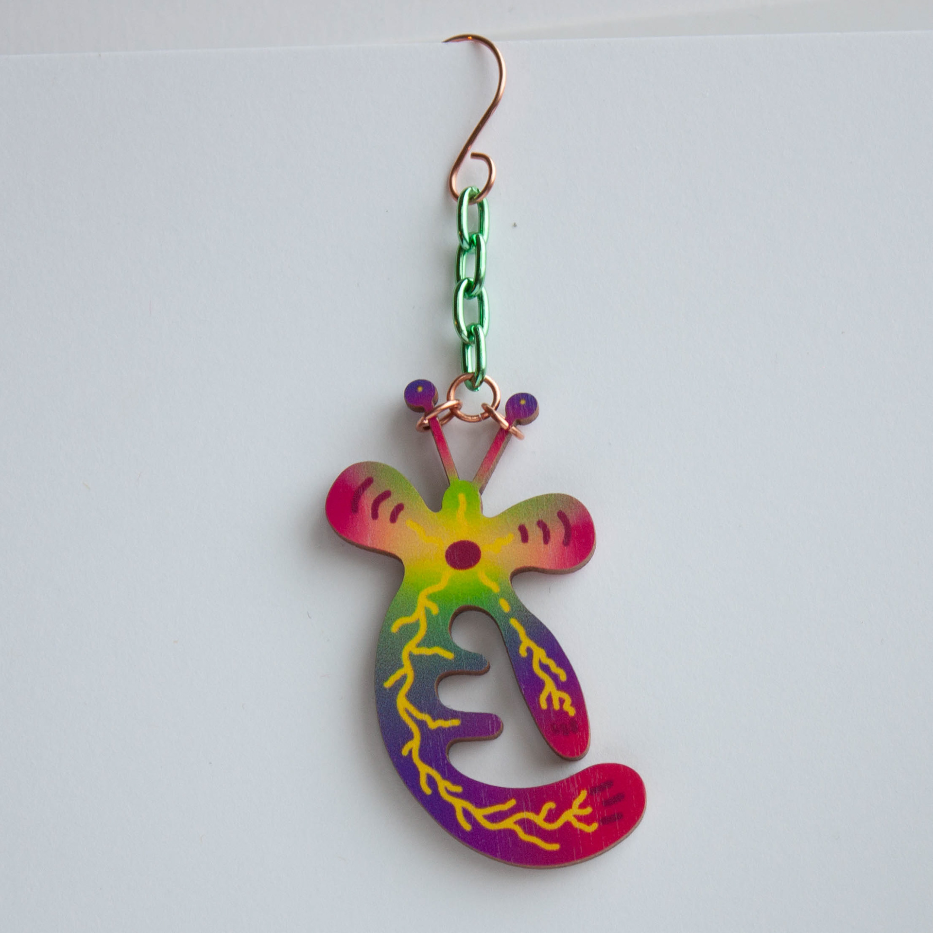 Suomi-saundi -earrings (copper), 88 x 30 x 3 mm, 19€ / pair