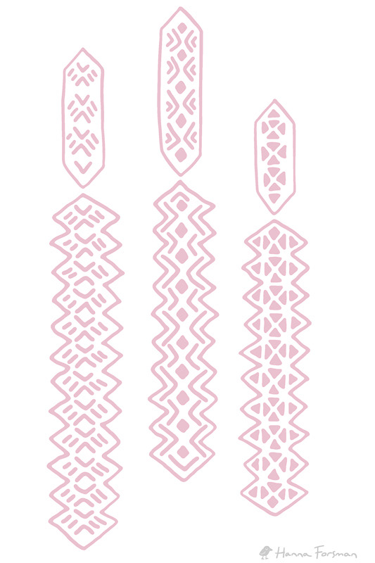 lose-up detail of seamless folklore-inspired pattern with clubmoss.