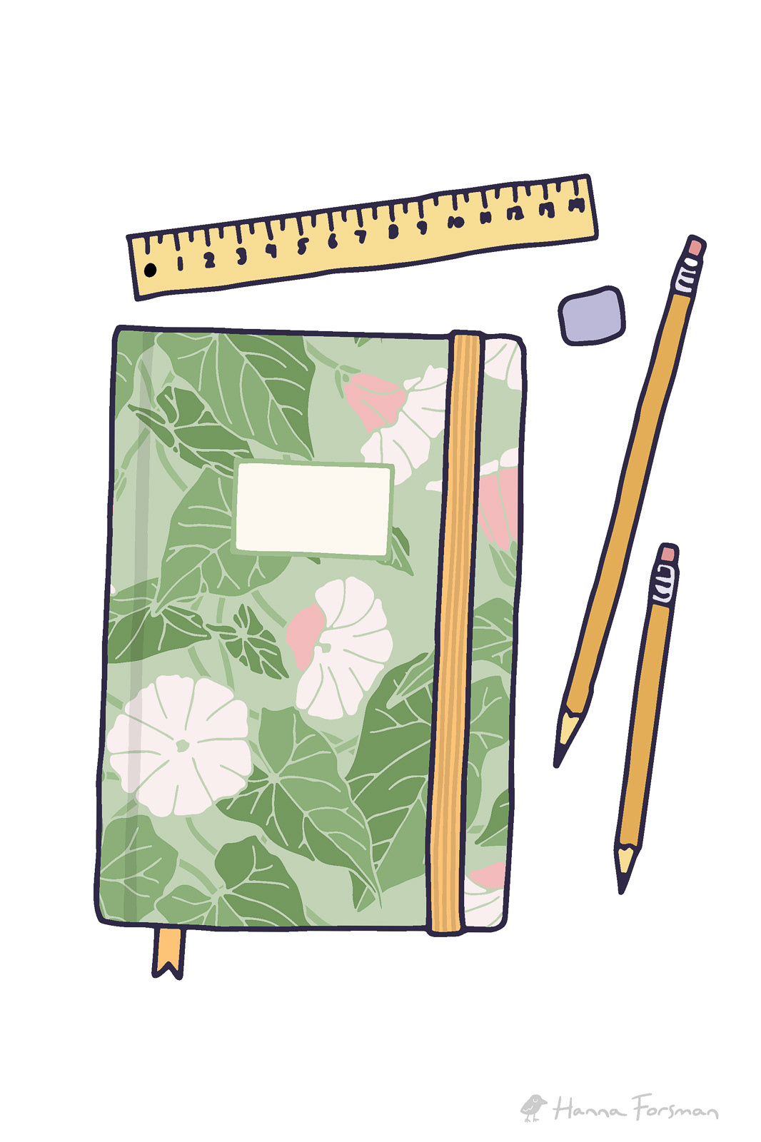 Trailing floral pattern on stationery – notebook cover mockup.