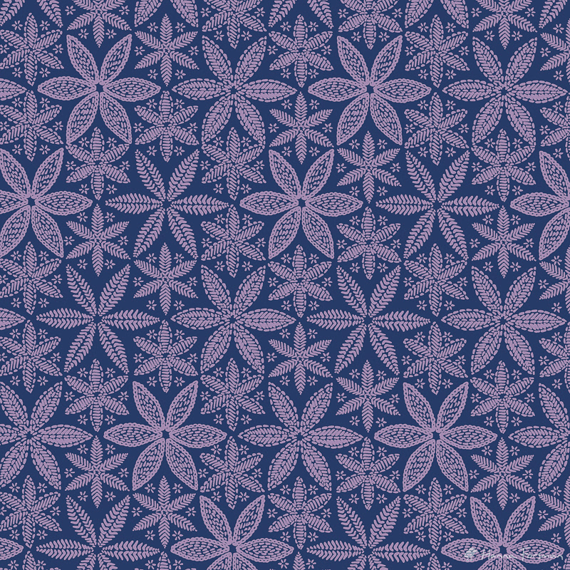 Seamless vector pattern inspired by frost flowers shown in two-colour version..