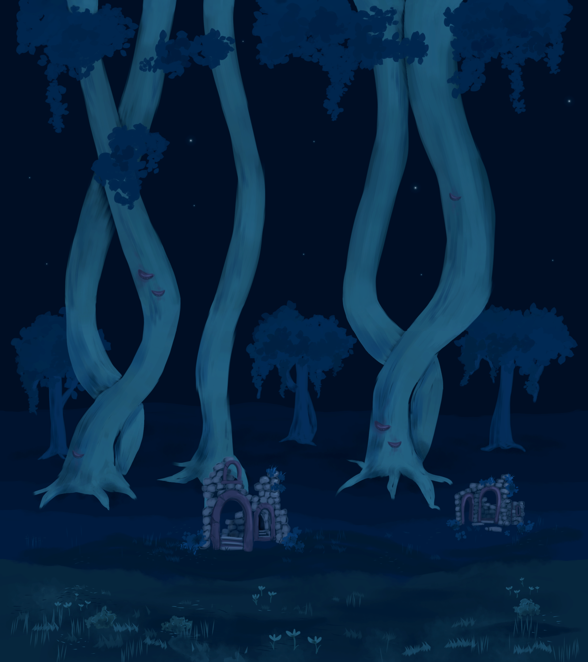 Seamless & Parallax, Fantasy Night Forest