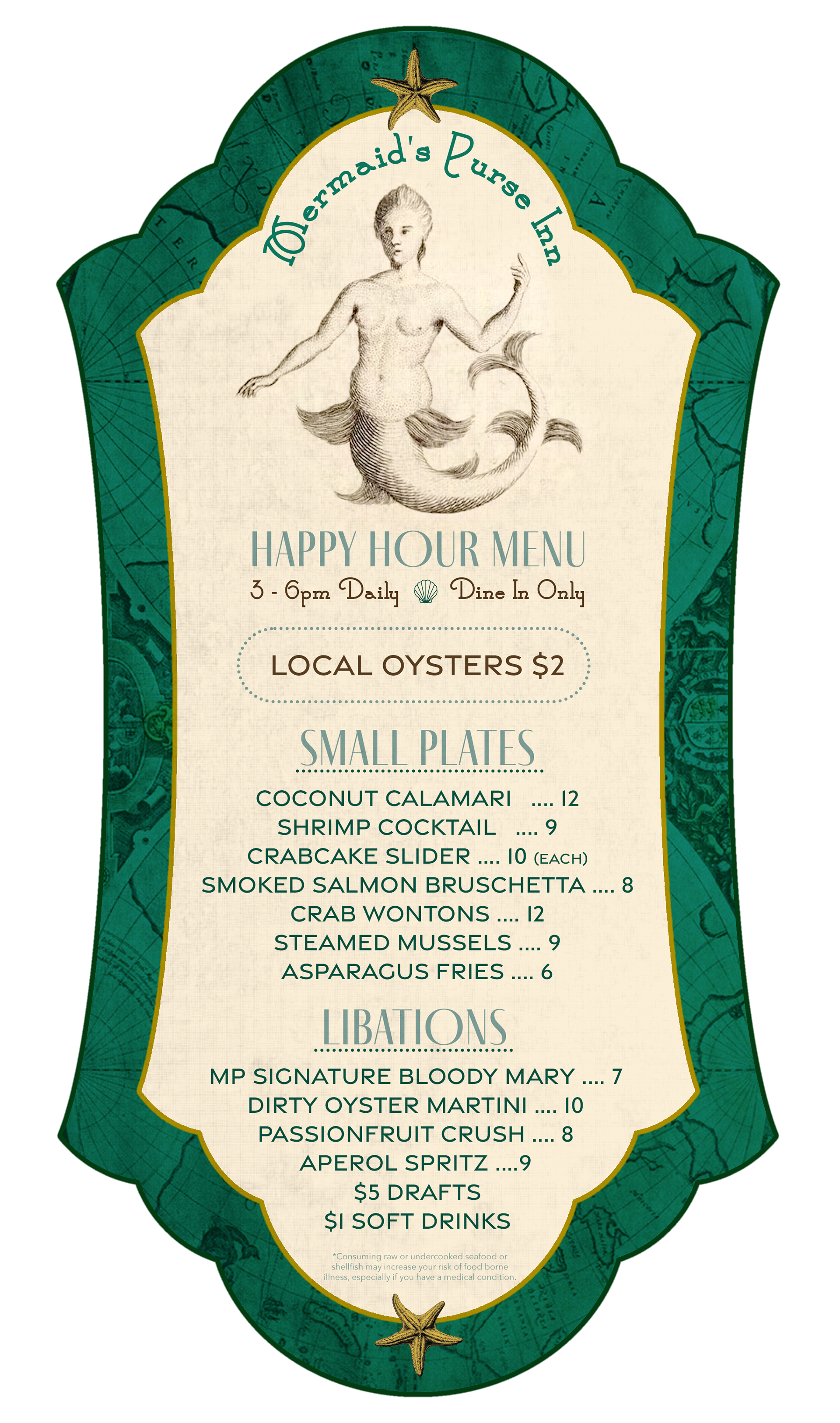 Mermaid's Purse Inn Happy Hour Menu