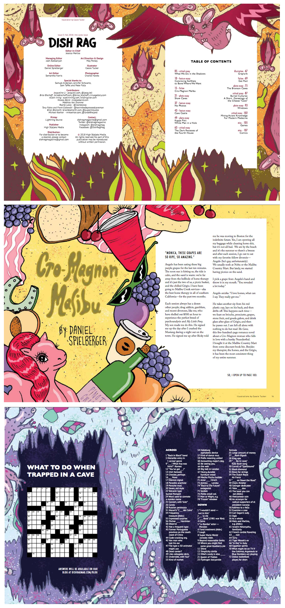 Dishrag Mag: Spreads for Issue 0 "caves"
