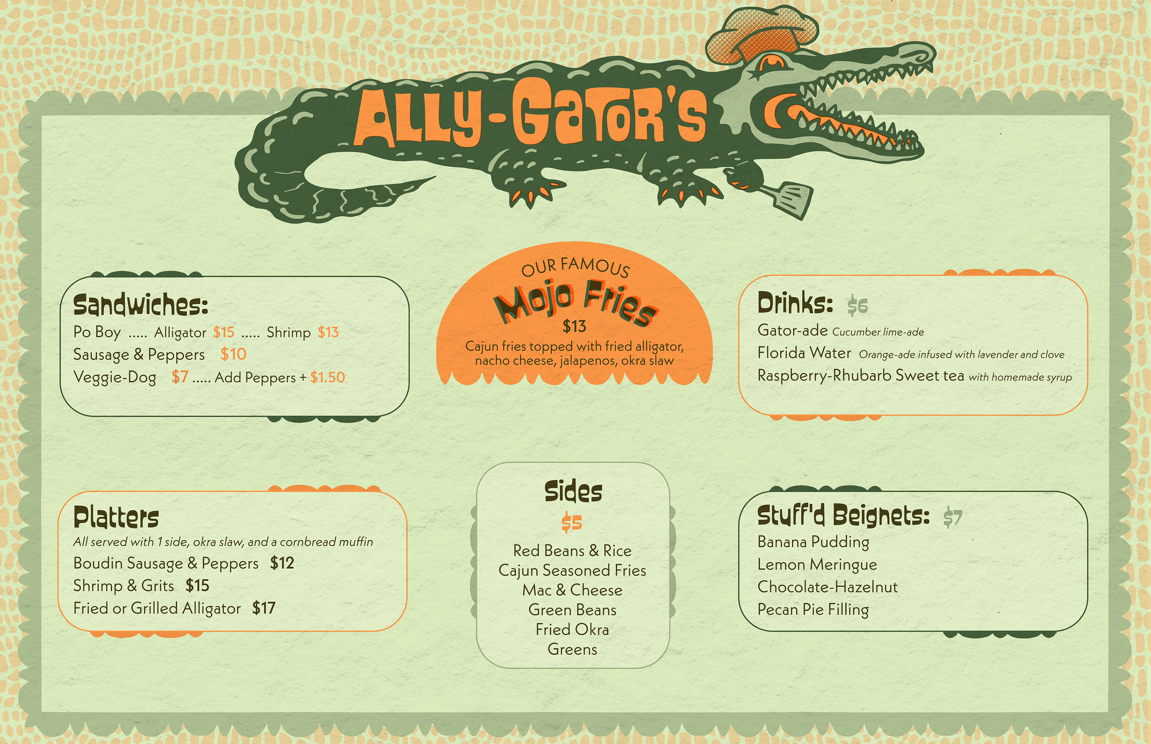 Ally Gator's Food Truck Menu