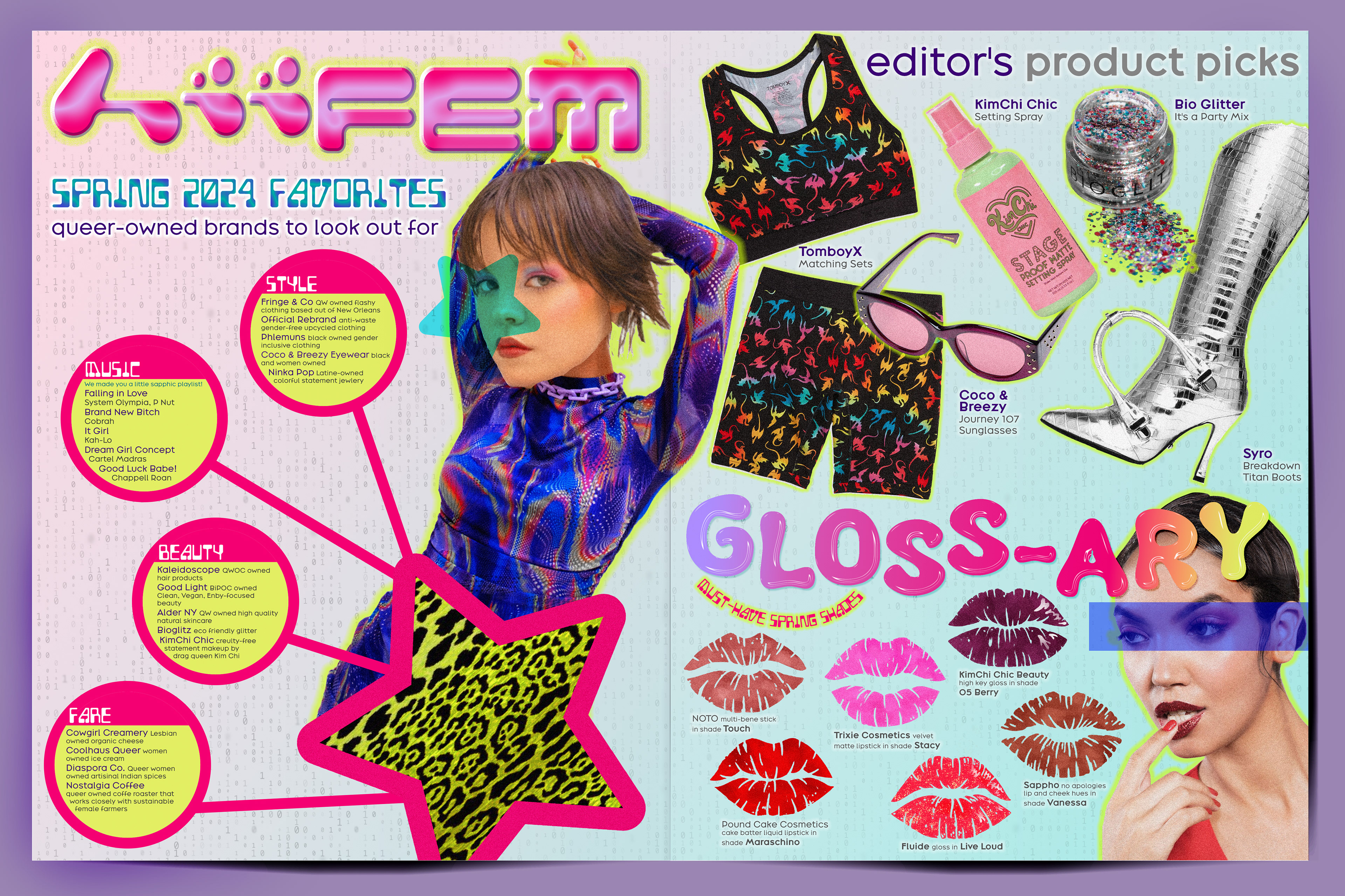 hiiFEM Magazine logo and Spring Edition Editor's Picks Spread