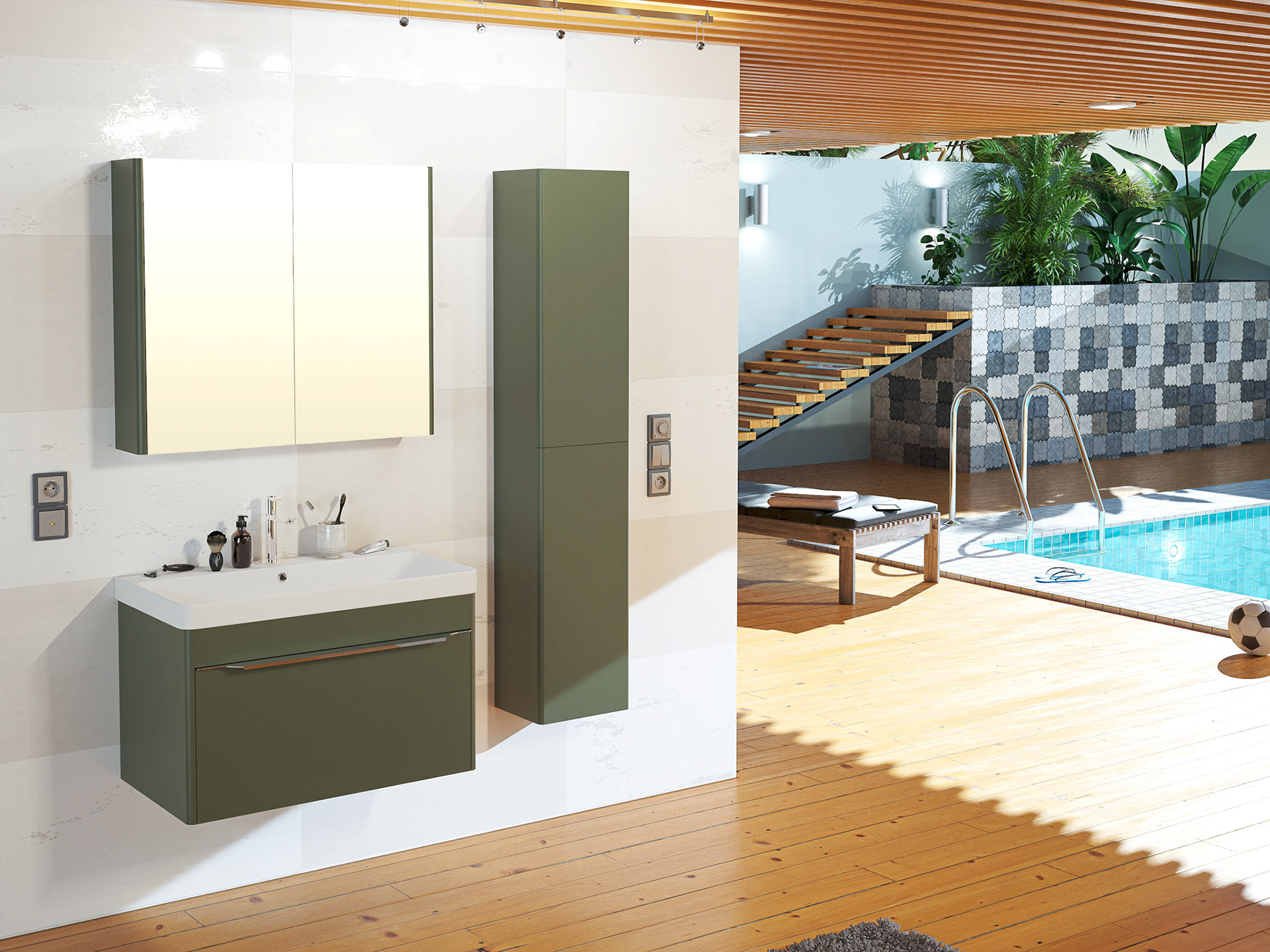 Agata furniture 80 1 drawer. Finished Sage.