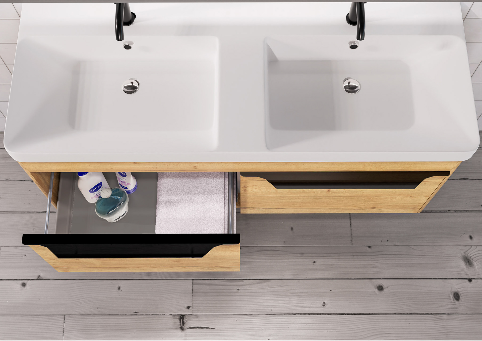 Sink Paris 120 2 sinks. Agata furniture 120 finished Halifax.