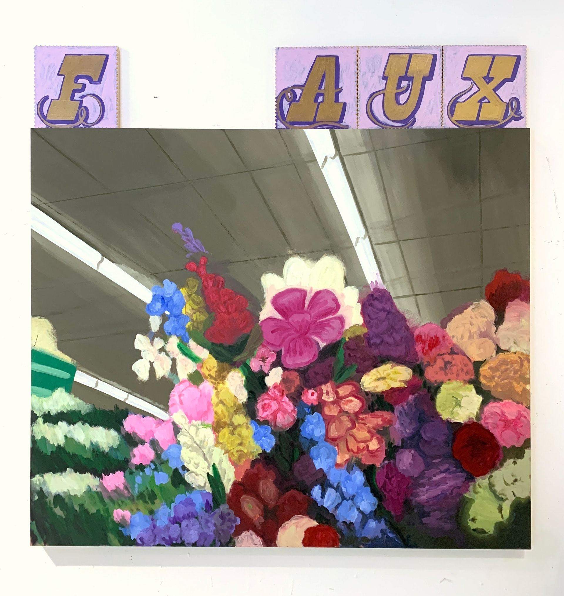 "FAUX", 60 in x 60 in, acrylic, latex and vinyl on wood